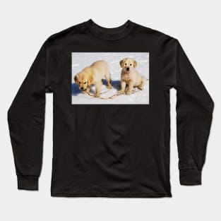 "Golden Retriever Puppies First Winter" Long Sleeve T-Shirt